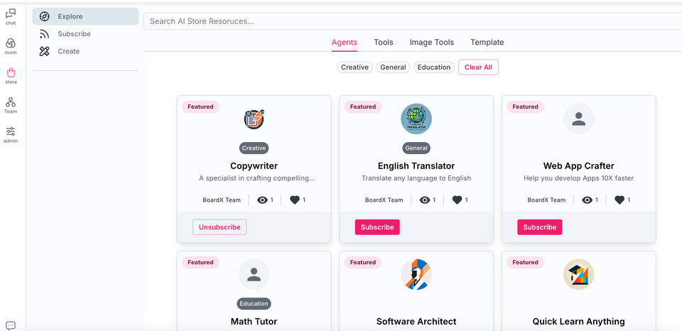 BoardX AI Store: Create, Share, Inspire